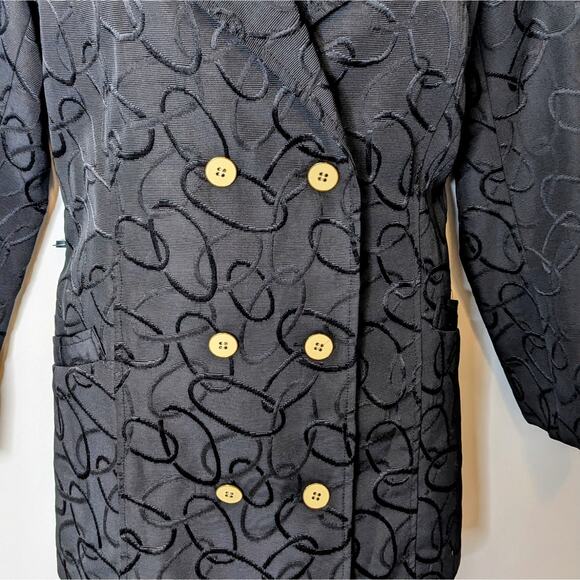 Erin London Lightweight Patterned Black Hip Length Lined Jacket Women's Sz L - Picture 5 of 9